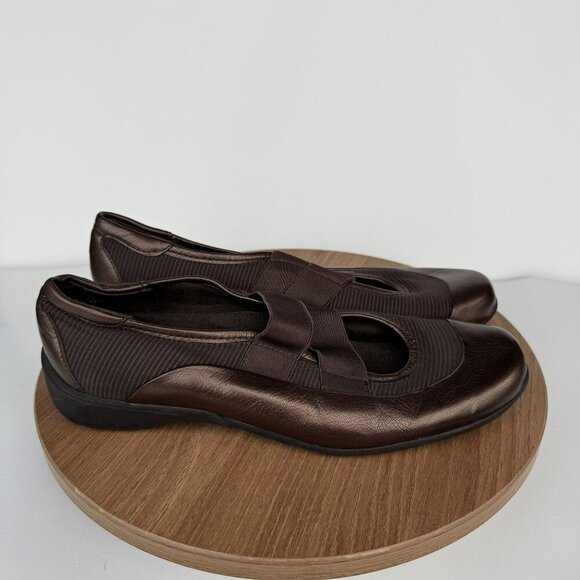 Munro Bronze Brown Leather Ballet Slip-On Comfort Support Shoes 7.5N‎ Narrow - Picture 3 of 7